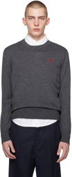 AMI Paris Gray Red Ami de Cœur Sweater