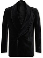 De Petrillo - Positano Shawl-Collar Double-Breasted Velvet Tuxedo Jacket - Black