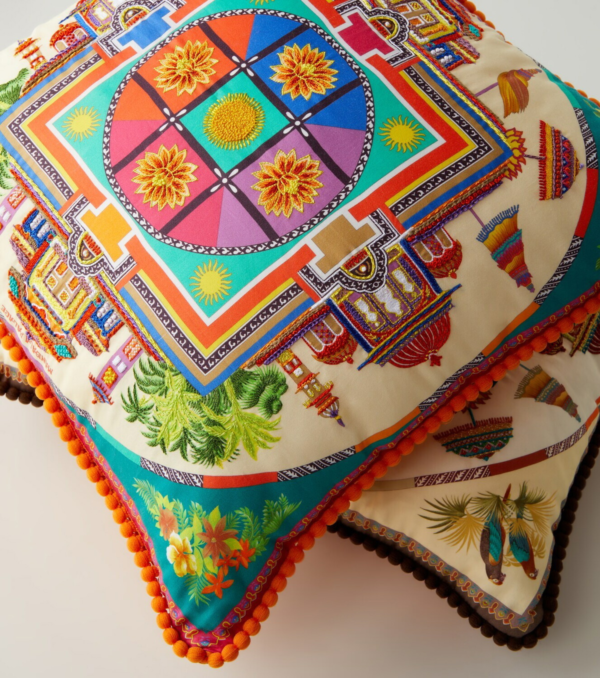 Etro Embroidered cotton cushion