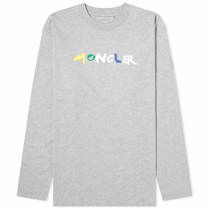 Photo: Moncler Men's Logo Long Sleeve T-Shirt in Grey