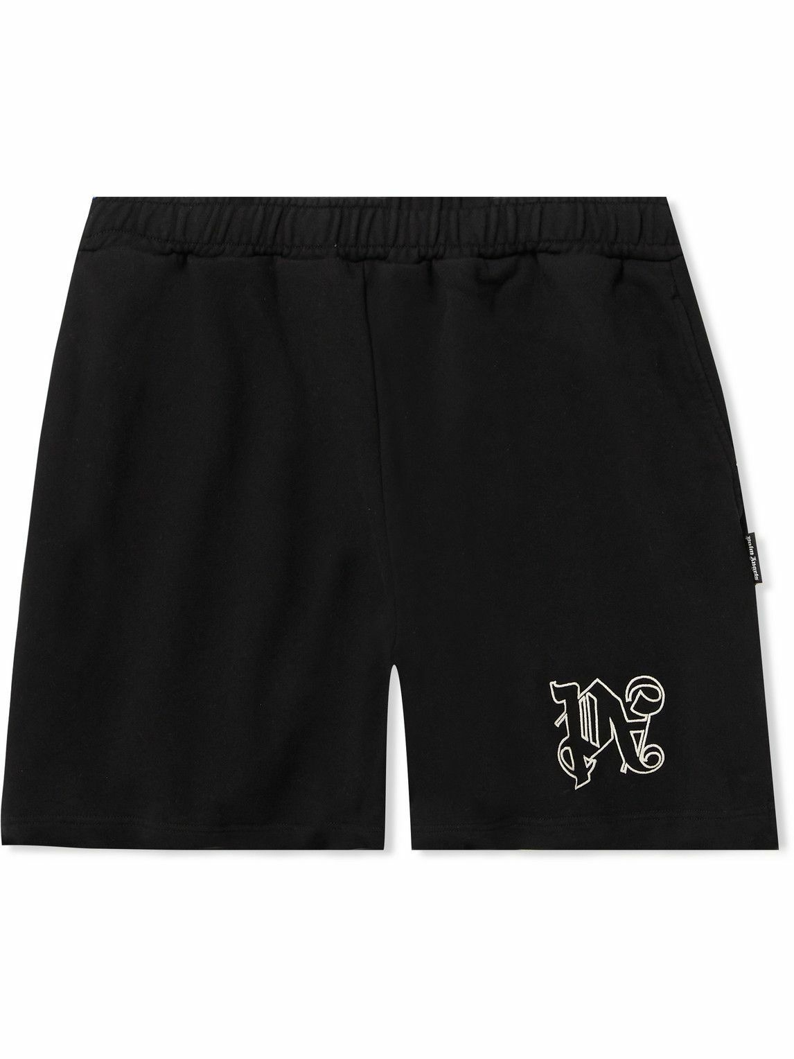 Palm Angels - Wide-Leg Logo-Embroidered Cotton-Jersey Shorts - Black ...
