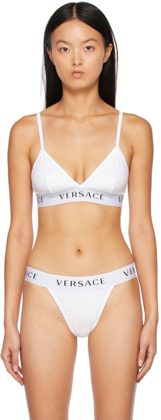Photo: Versace Underwear White Logo Triangle Bralette