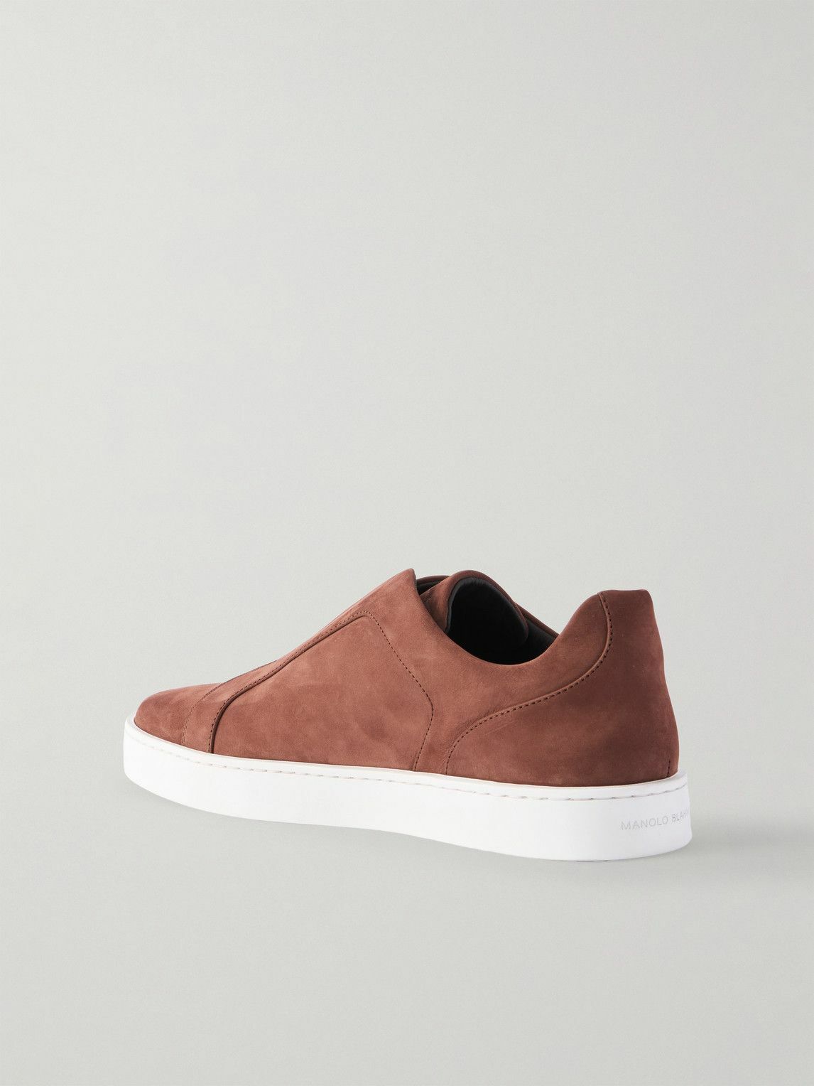Manolo Blahnik - Agilio Nubuck Slip-On Sneakers - Brown