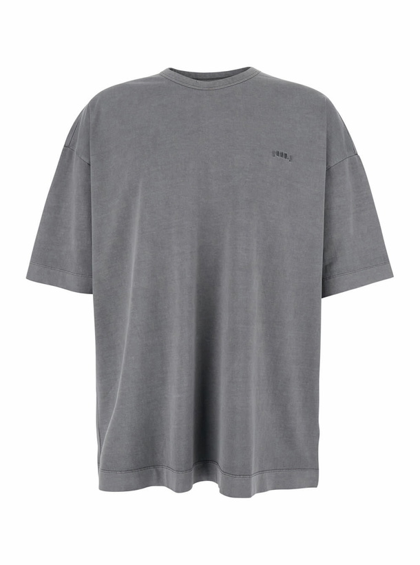 Photo: Juun.J Grey T-shirt With Logo Embroidered On The Front And Print On The Back In Cotton Man