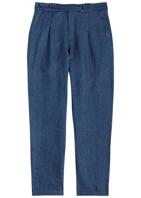 Photo: Oliver Spencer Belted Linen Trousers Navy