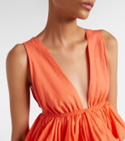 Alaïa Peplum striped cotton and linen top