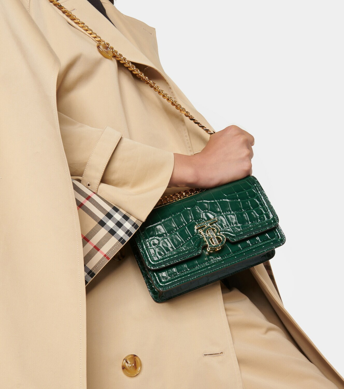 Burberry TB Small croc-effect shoulder bag Burberry