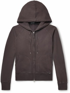 TOM FORD - Garment-Dyed Cotton-Jersey Zip-Up Hoodie - Brown