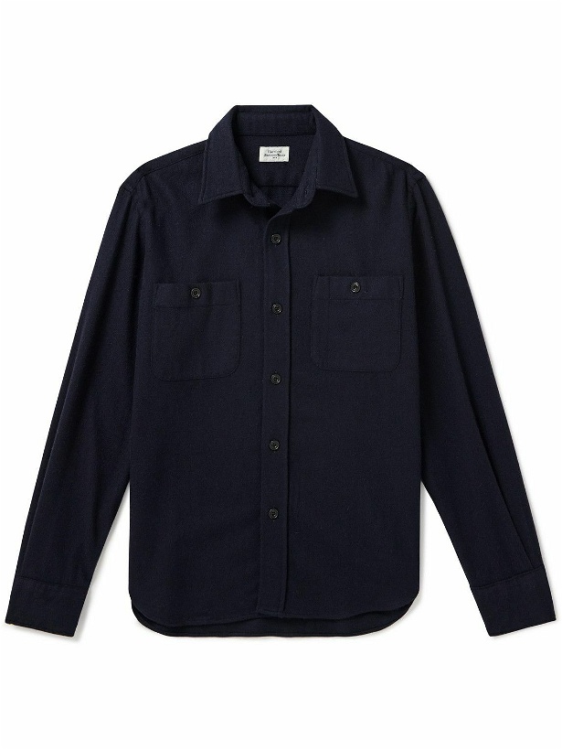 Photo: Hartford - Percey Recycled Wool-Blend Flannel Overshirt - Blue