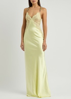 Self-portrait X Christopher Kane Lace and Satin Maxi Dress Yellow