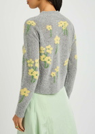 Bernadette Nonna Floral-intarsia Wool-blend Cardigan Grey