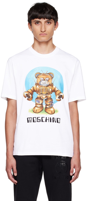 Photo: Moschino White Robot Bear T-Shirt