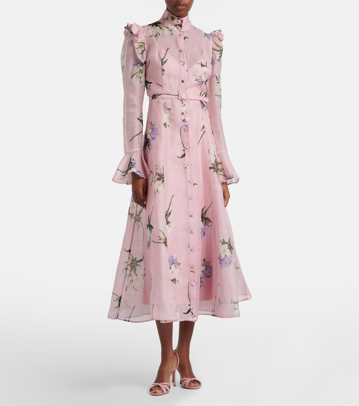 Leo Lin Katrina floral linen and silk midi dress