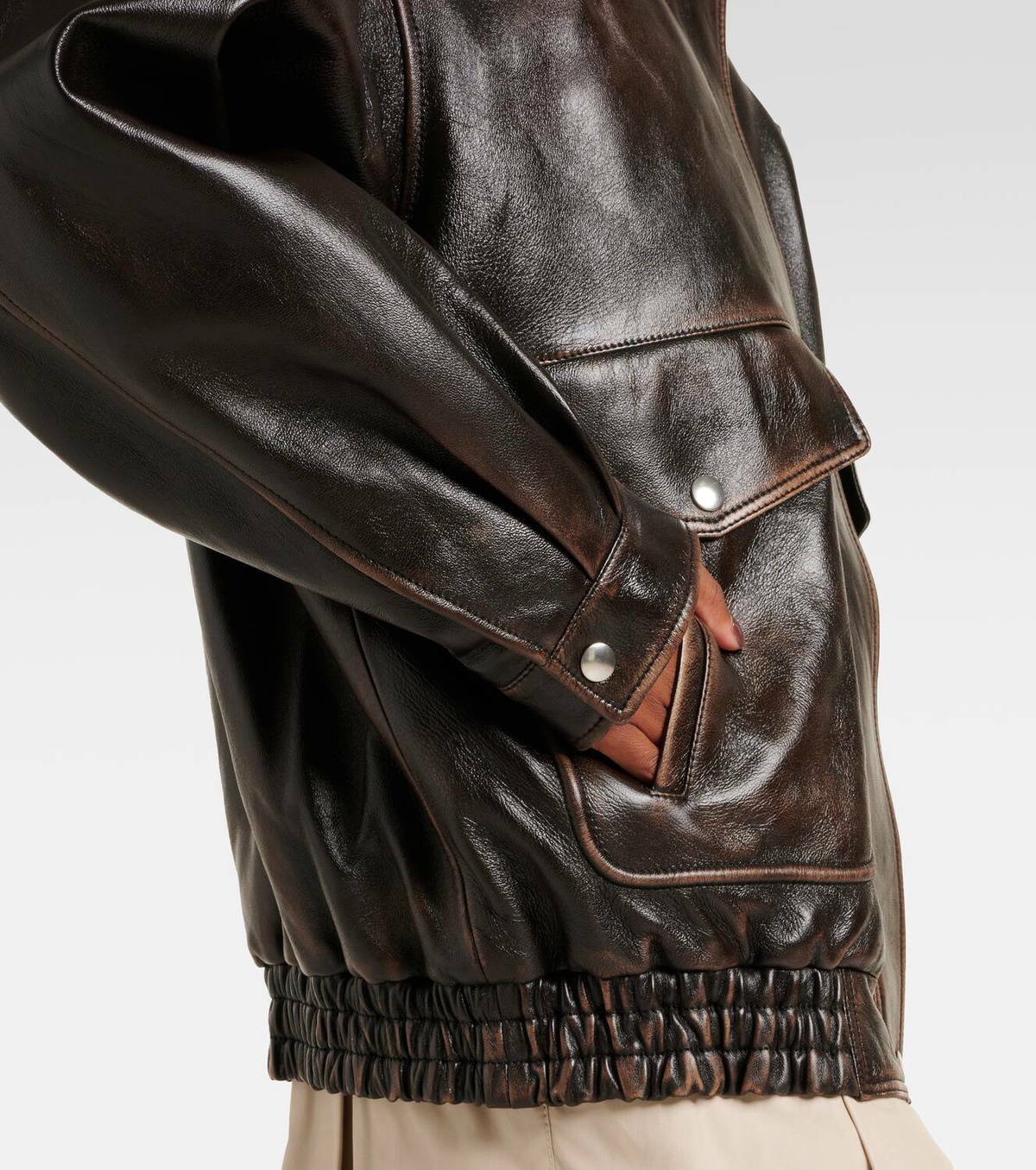 Miu Miu Logo faux shearling-trimmed leather jacket