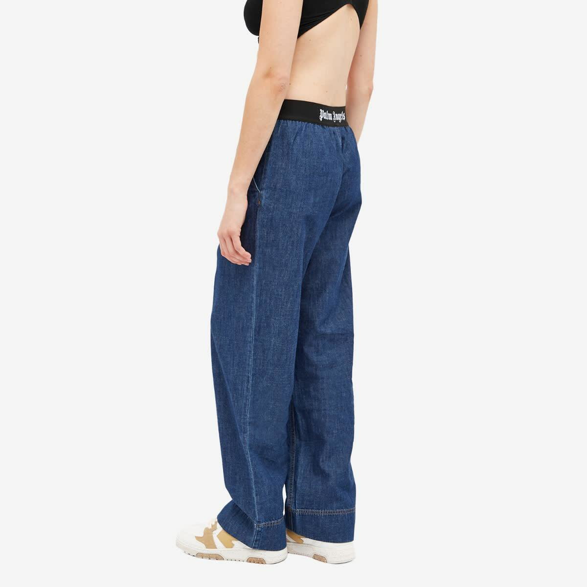 Palm Angels Women s Denim Pajama Pants in Blue Palm Angels