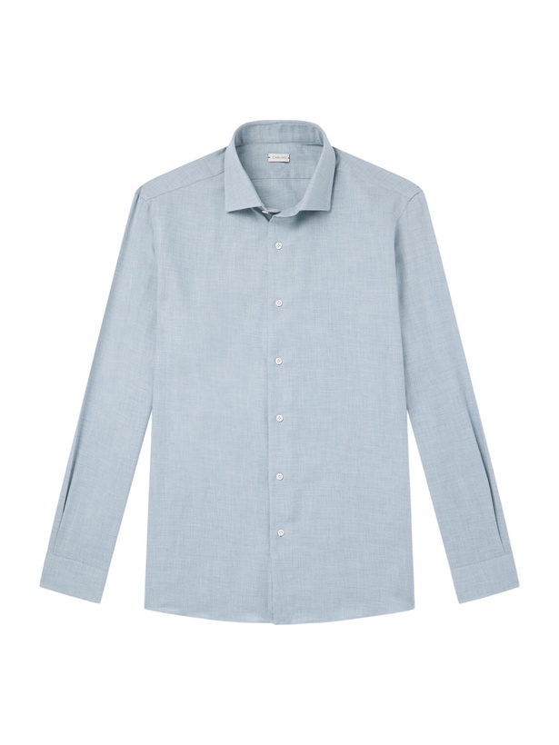 Photo: Caruso - Cotton and Cashmere-Blend Shirt - Blue