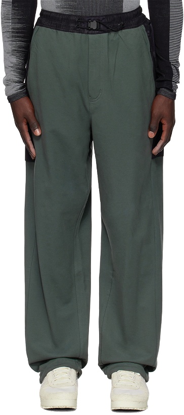 Photo: Y-3 Green & Black Paneled Trousers