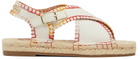 Chloé Kids Off-White Blanket Stitch Sandals