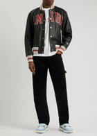 Amiri Logo Leather Varsity Jacket Black