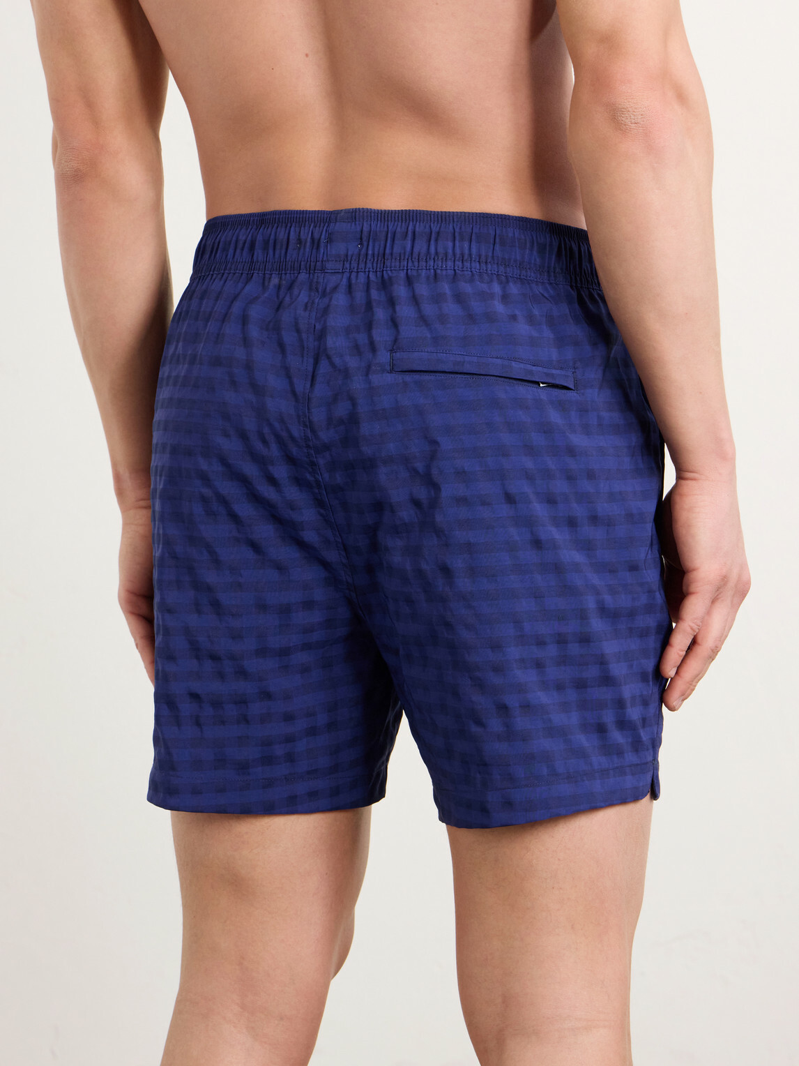 Onia - Straight-Leg Mid-Length Checked Swim Shorts - Blue