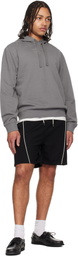 Hugo Gray Cotton Terry Contrast Logo Hoodie