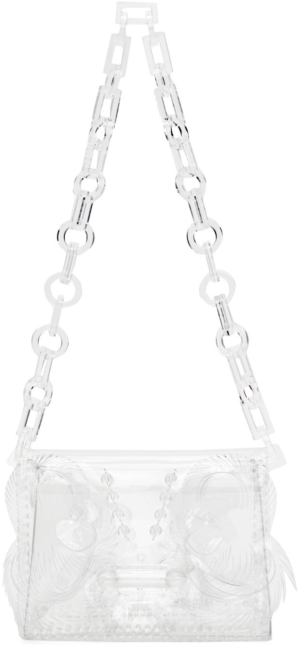 Transparent Bag with Chain Details - White