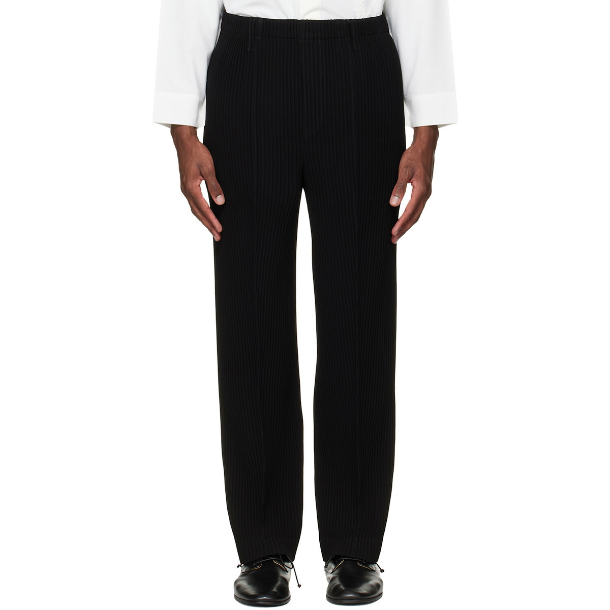 HOMME PLISSÉ ISSEY MIYAKE Black Tuxedo Pleats Trousers