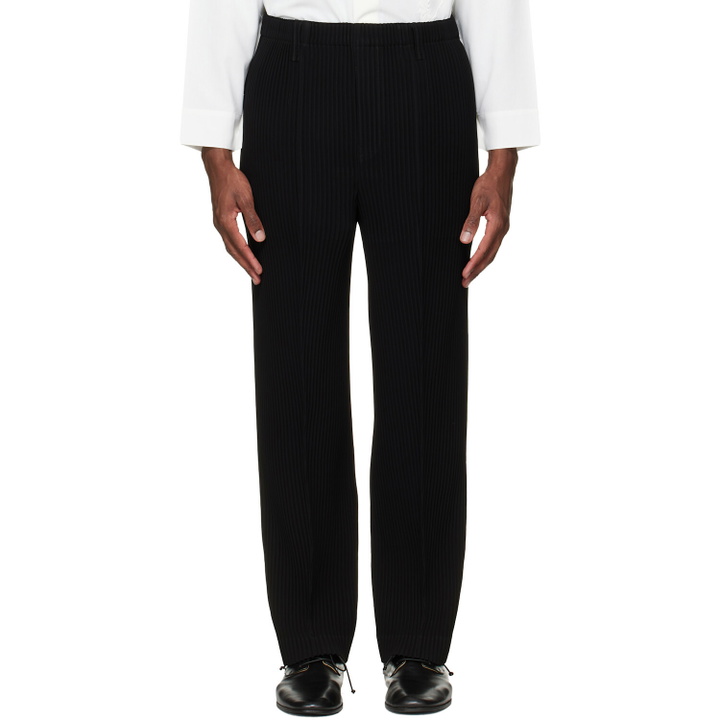 Photo: HOMME PLISSÉ ISSEY MIYAKE Black Tuxedo Pleats Trousers