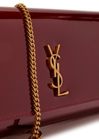 Saint Laurent Kate Logo Patent Leather Clutch - Burgundy - One Size