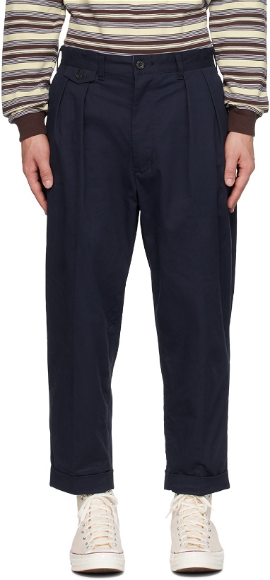 Photo: BEAMS PLUS Navy Pleated Trousers