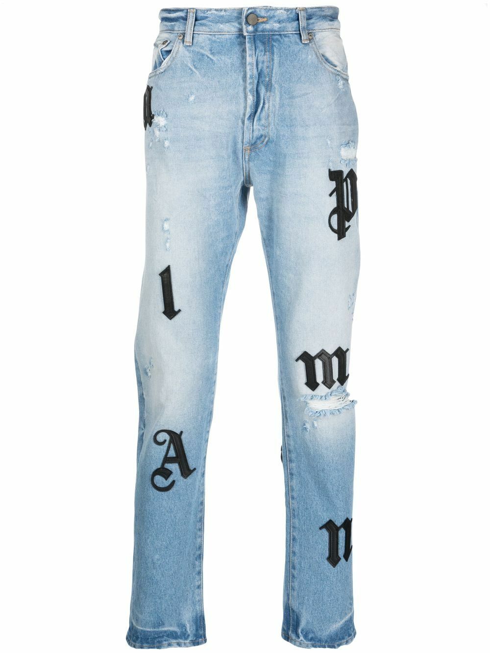 PALM ANGELS - Wash Logo Patch Denim Cotton Jeans Palm Angels