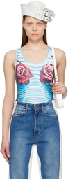 Jean Paul Gaultier Blue & Red Flower Body Morphing Bodysuit