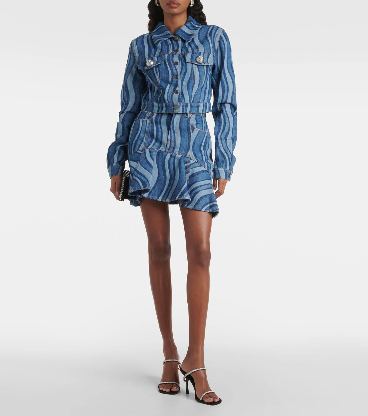 Area Sunray printed cropped denim jacket