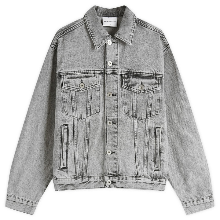 Photo: MKI Men's Denim Trucker Jacket in Washed Black