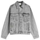 MKI Men's Denim Trucker Jacket in Washed Black