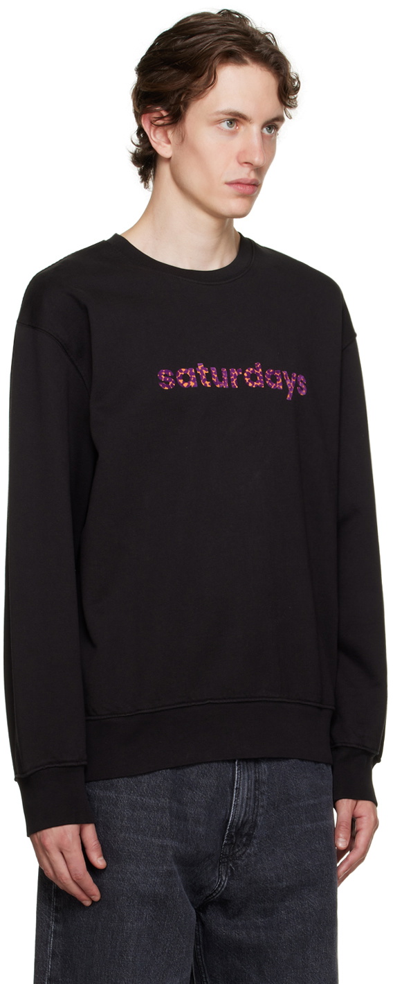 Saturdays NYC Black Bowery Cheetah Sweatshirt Saturdays NYC