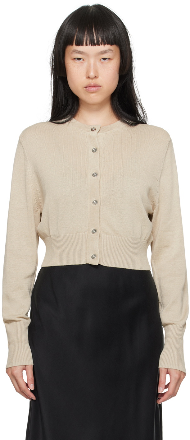 Silk Laundry Tan Cropped Cardigan