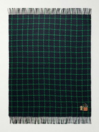 LOEWE - Suna Fujita Logo-Appliquéd Embroidered Checked Wool-Blend Blanket