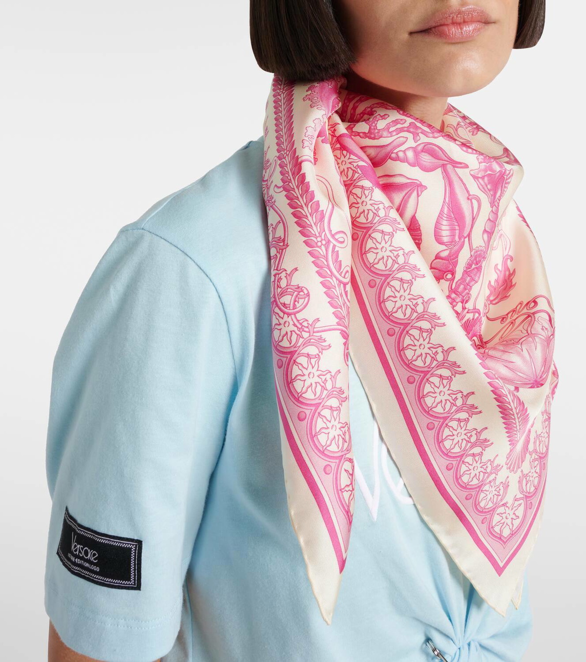 Versace Underwater Barocco silk satin scarf