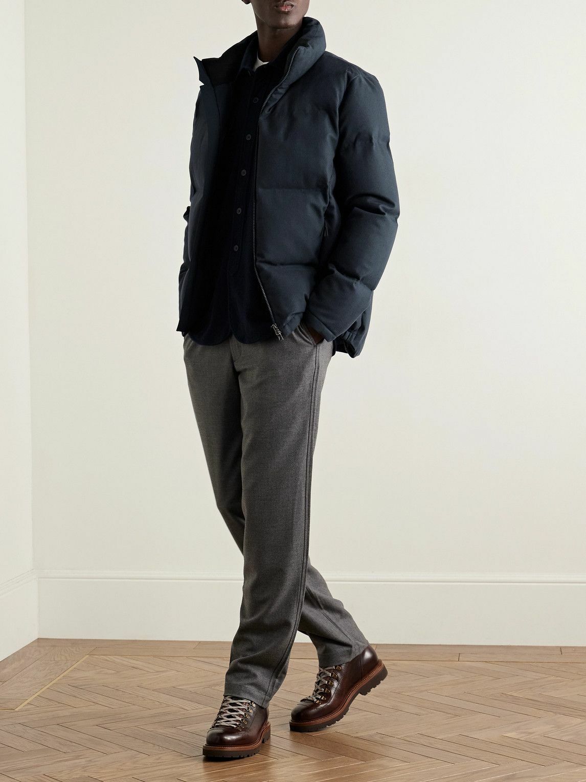 SEASE - Tribeca Quilted Herringbone Cotton and Cashmere-Blend Down Jacket - Blue