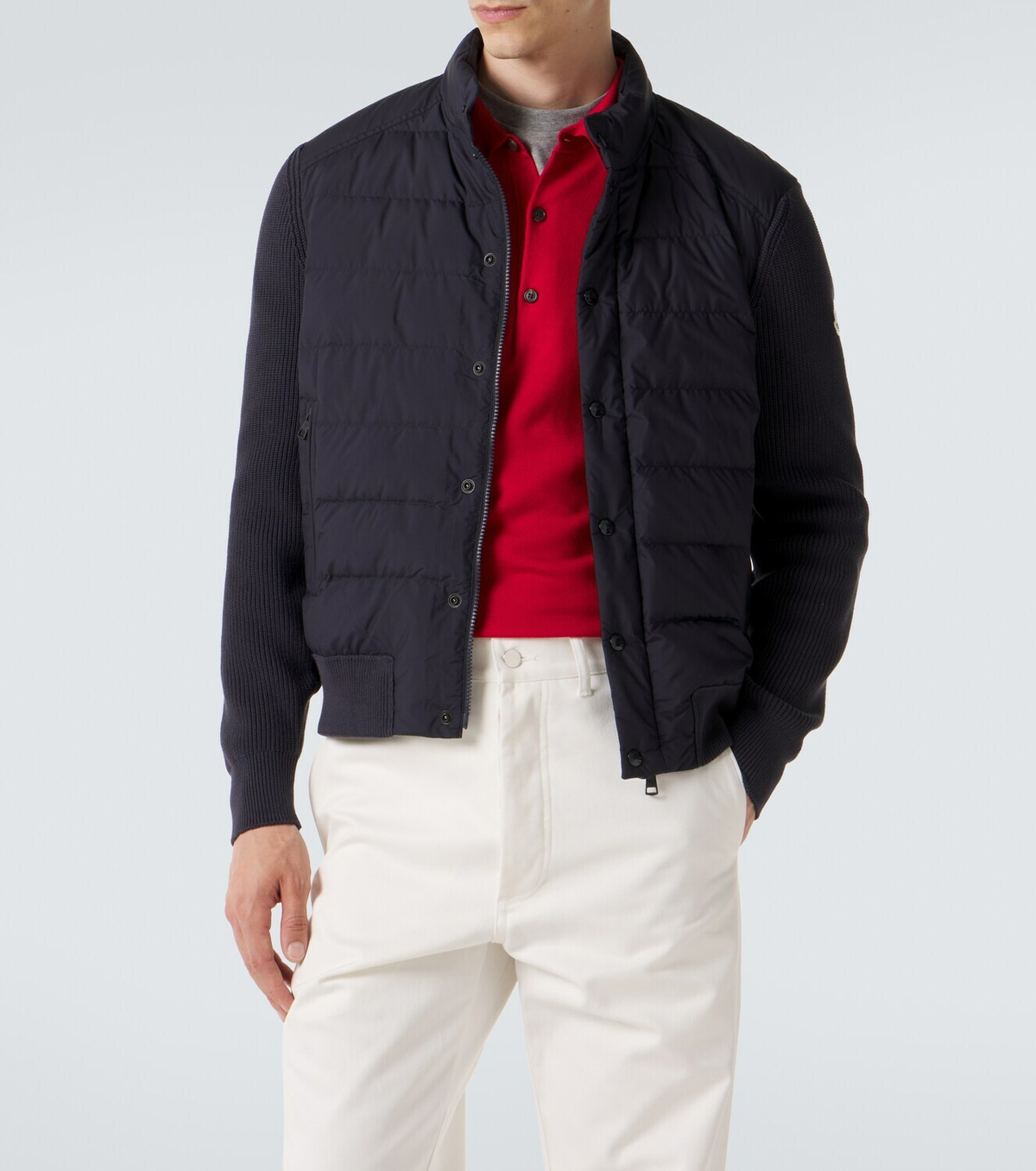 Moncler Down-paneled cotton-blend cardigan