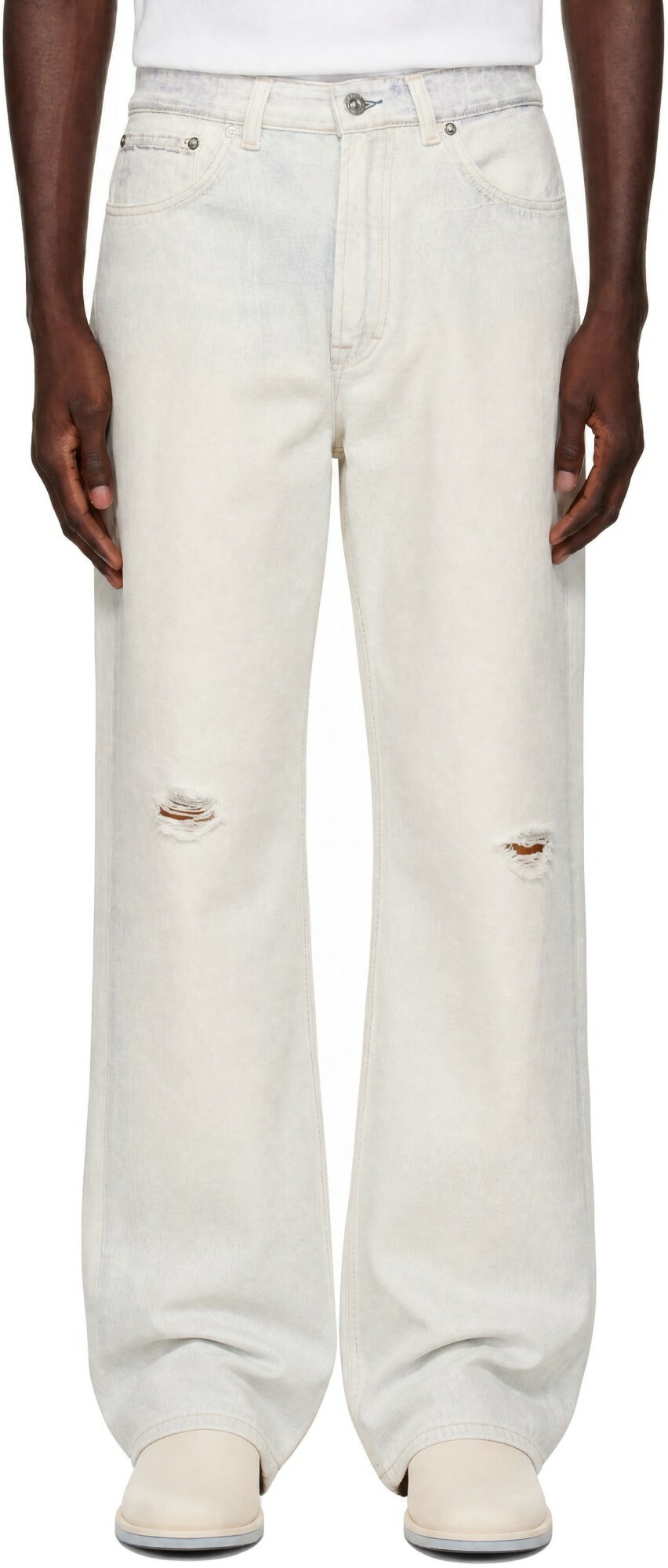 OUR LEGACY Off-White & Blue Third Cut Jeans
