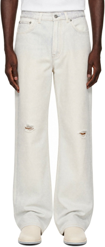Photo: OUR LEGACY Off-White & Blue Third Cut Jeans