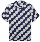 Blue Blue Japan - Indigo-Dyed Camp-Collar Printed Linen Shirt - Blue