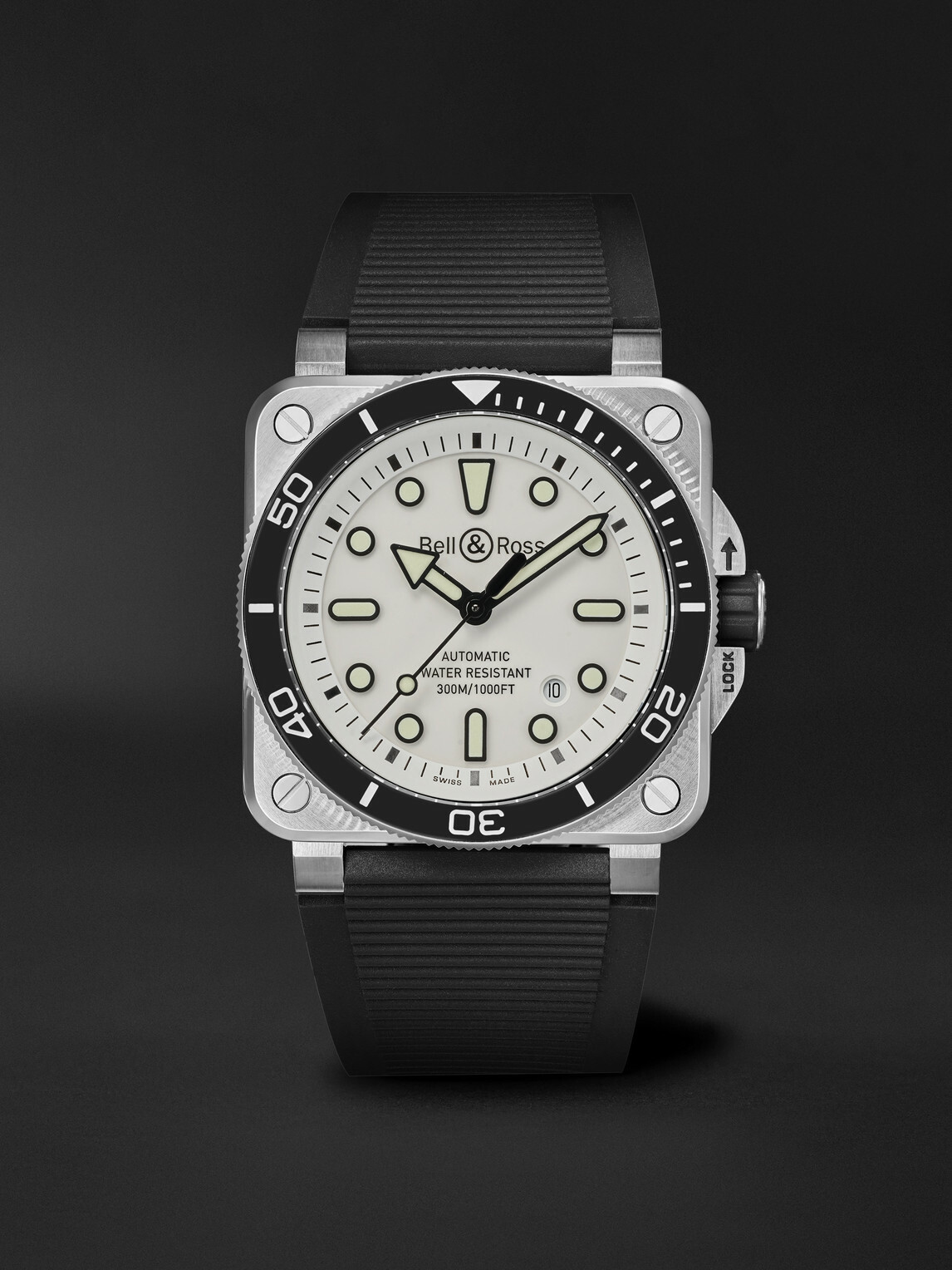 Bell & Ross - BR-03 Diver Automatic Stainless Steel Watch, Ref. BR03A-D-WH-ST/SRB