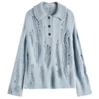 Acne Studios Women's Kummer Natural Cord Mouline Polo Neck Jumper in Light Blue