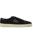 SAINT LAURENT - Court Classic SL/06 Leather-Trimmed Logo-Embroidered Distressed Canvas Sneakers - Black