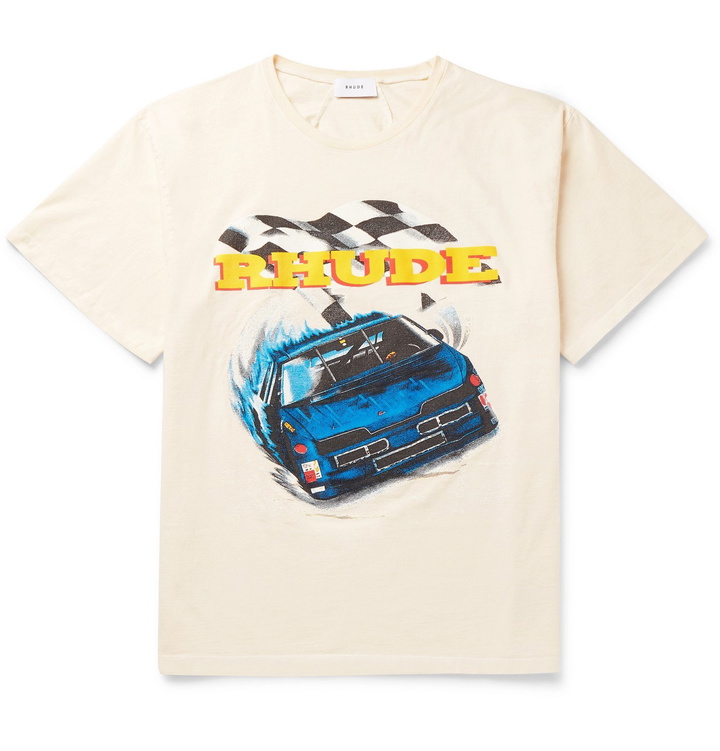 Photo: Rhude - Printed Cotton-Jersey T-Shirt - White