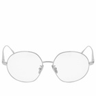 Loewe Eyewear Loewe Slim Round Metal Glasses in Shiny Palladium 