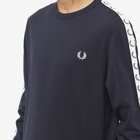 Fred Perry Authentic Men's Long Sleeve Taped Logo T-Shirt in Navy